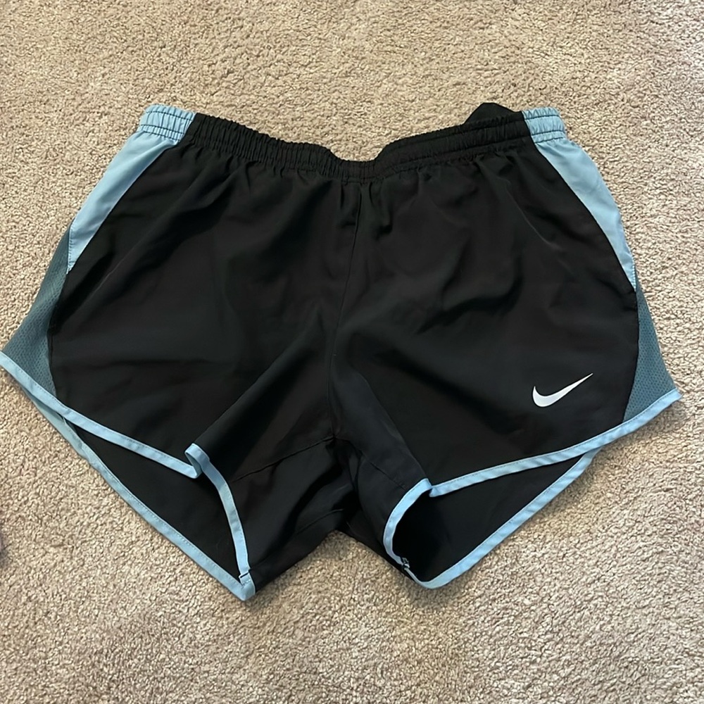Nike Womens Small Dri-fit running shorts black and blue lined